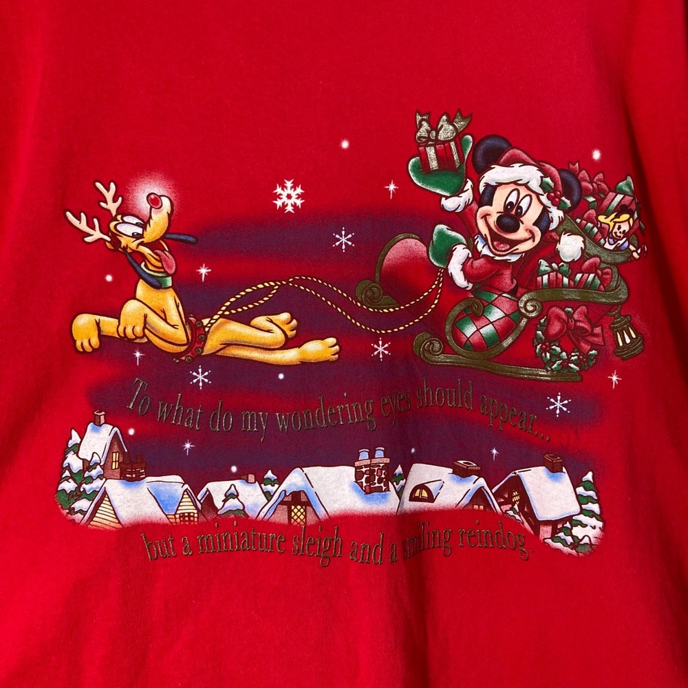Disney World Mickey Mouse Pluto Christmas Holiday T Shirt Red XXL - Picture 5 of 8